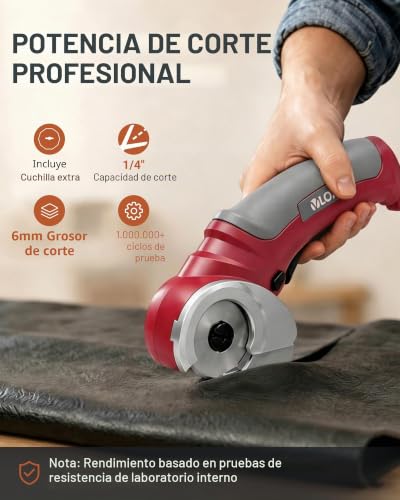 Miniatura 3 de Vloxo Cúter Rotativo Eléctrico,Tijeras Eléctricas Inalámbricas Equipado Con Cerradura De Seguridad Caja De Almacenamiento 4.2v Cortador Rotativo Para Caja De Cartón Alfombras Cuero Tela De Fieltro