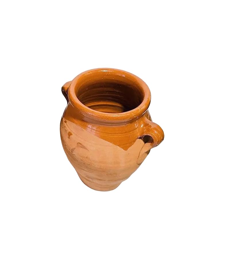 Jarre en Terre Cuite pour Cuisson au Feu avec Capuchon – Artisanat Marocain – Idéale pour Préparer la Tanjia, Viande Tendre et Savoureuse – Disponible en 3 Tailles : 0,5L, 1L, 3L (petite 0,5 litre)