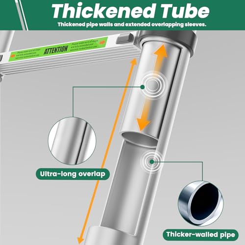 BISREW Escada telescópica, design compacto dobrável com travas de segurança, ajustável em 8 degraus