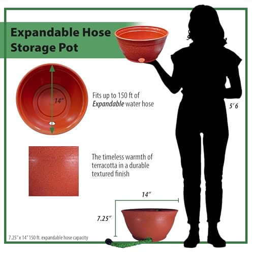 EMSCO Expandable Hose Hider – Expandable Hose Storage Pot – Rustic Terra Cotta by Emsco Group - Used condition - Image 2