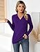 Romanstii Knitted Collared Sweaters for Women Fashion Long Sleeve V Neck Polo Shirts Winter Pullover Tops,Purple,XL