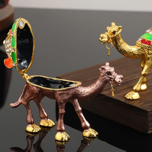 Boîte à bijoux chameau émaillée pour bagues et colliers