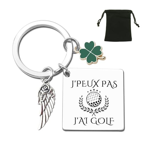 ZYMGUO Porte-Clés Sportif avec Breloque Aile d'Ange, Trèfle Vert et Pendentif Décoratif, Cadeau Original pour Fans de Moto, Basket, Rugby, avec Pochette...