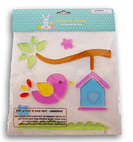 Spring Themed Bird and Bird House Gel Window Clings - 18 Piece