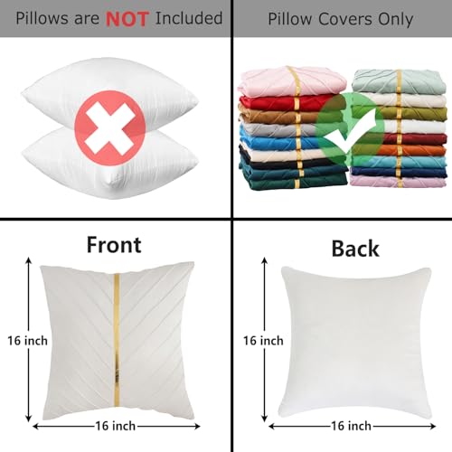 Image of Velvet Throw Pillow Covers 16x16 inch Pack of 2 Gold Decor Beige