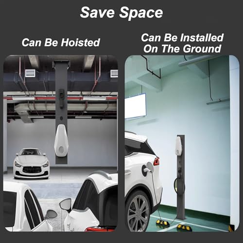 Support de chargeur de voiture électrique premium, poteau EV noir résistant aux intempéries