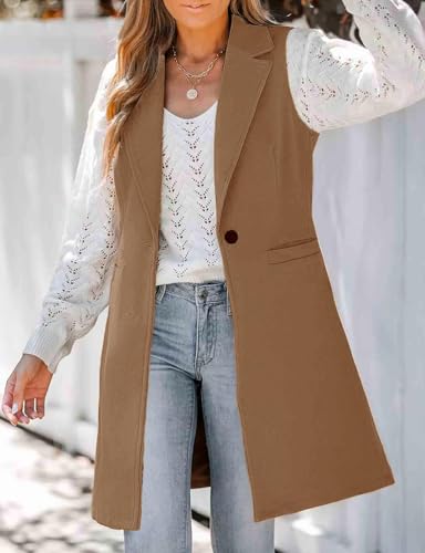 Mywinway Wool Long Vest for Women Fall Winter Sleeveless Blazer Jackets Dress Trendy Coat4