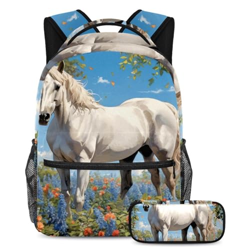 Cadeau de rentrée parfait : Set cartable cheval pour fille et garçon avec sac à dos et trousse