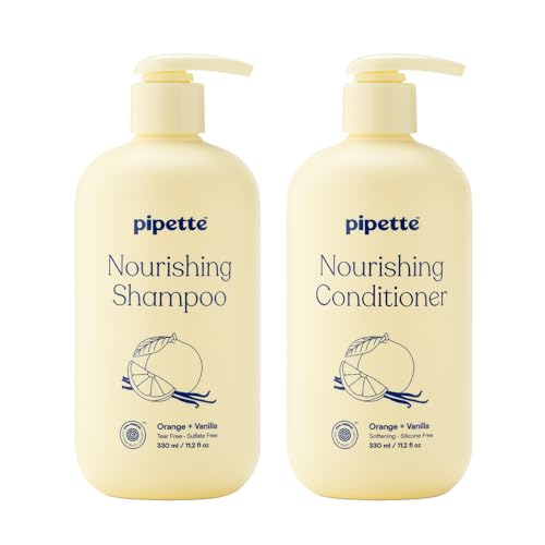 Image of Pipette Daily Nourishing Shampoo and Conditioner Duo, Clean, Tear-Free Shampoo For Kids, Detangling Conditioner For Kids, Sulfate-Free, Paraben-Free, Silicone-Free, Hypoallergenic, Non-Toxic