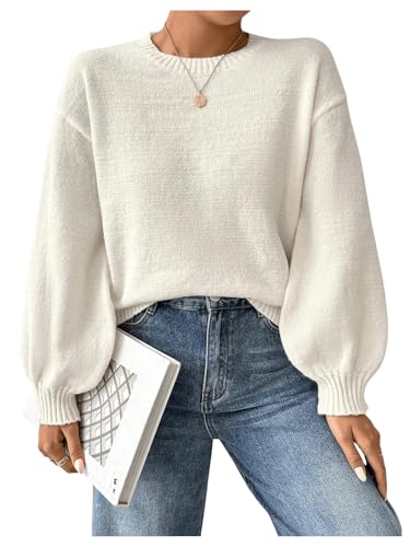 SOLY HUX Women's Crewneck Knitted Fall Sweater Long Sleeve Shirt Pullover Casual Knitwear