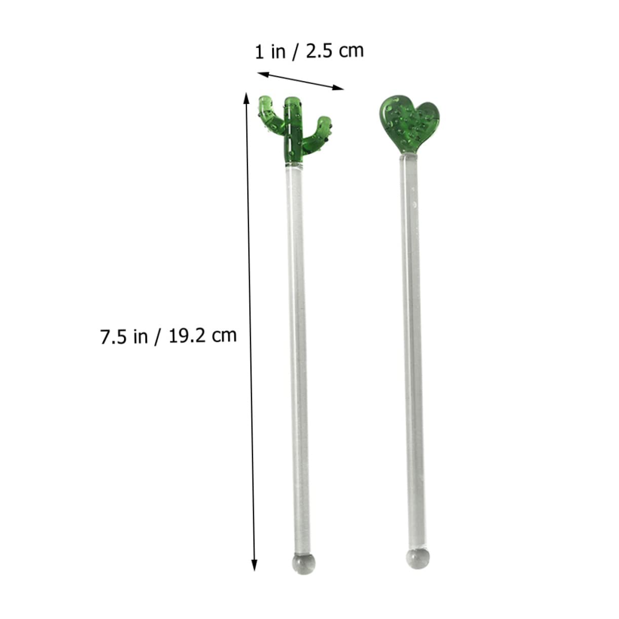 PRETYZOOM 5 Juegos Batidor De Cactus Agitadores De Bebidas Vaso De Bebida Cocteles Agitador De Cócteles Dispensador De Bebidas Aperitivo Grifo Transparent Vidrio Reutilizable 2 Piezas * 5