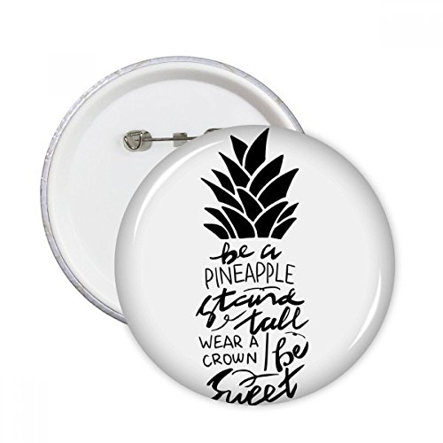 Broches rondes ananas vêtement décoration badge bouton avec citation positive lot 5 pcs M