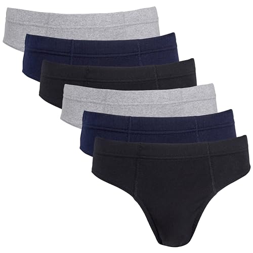 Sock Stack Pack of 6 Men's Briefs Underwear Underpants Cotton Rich Breathable Soft Comfort Slip Brief Hipster Pants, Assorted Medium