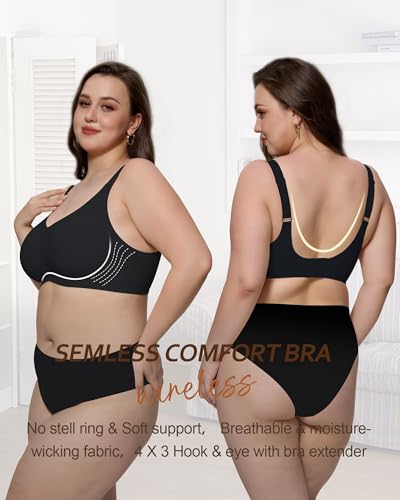 HORISUN Bras for Women No Underwire Wireless Seamless Wirefree Support Lift Full Coverage Push Up T Shirt Bra3