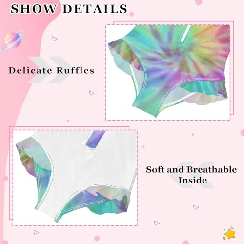 Girls One Piece Swimsuits Long Sleeve Swimsuit Zipper Bathing Suits Vibrant Summer Tie Dye Rainbow4