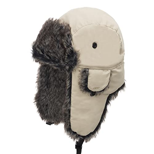 ULTRAFINO Alpine Ushanka Trooper Aviator Pilot Ski Cap Trapper Hat Beige 7 3/8