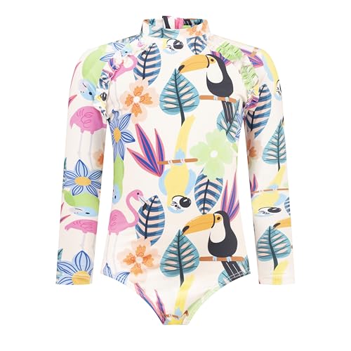 Girls Long Sleeve Swimsuit - UPF 50+ Chlorine Resistant Zip-Back Girls' Swimwear | Size 6-12