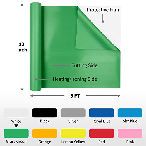 Joycut Art Superior Iron On Htv 12" X 5Ft Grass Green Pu Heat Transfer Vinyl Roll, Diy Heat Press Design For T-Shirts #TOP5