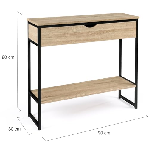 Console Detroit 90 cm industrielle 1 tiroir métal IDMarket