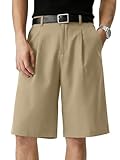 JMIERR Mens Summer Baggy Dress Shorts 2026 Pleated Button Office Fashion Work Business Shorts with Pockets, M, Khaki