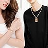 Uloveido His and Hers Love Heart Key Lock Matching Bangle Bracelet & Pendant Necklace, Rose Gold Plated Couples Jewelry (2.37inch-Rose Gold) #1