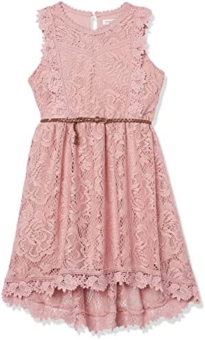 Beautees Girls' Sleeveless Victorian Lace Hi-Low Dress, Blush, 8