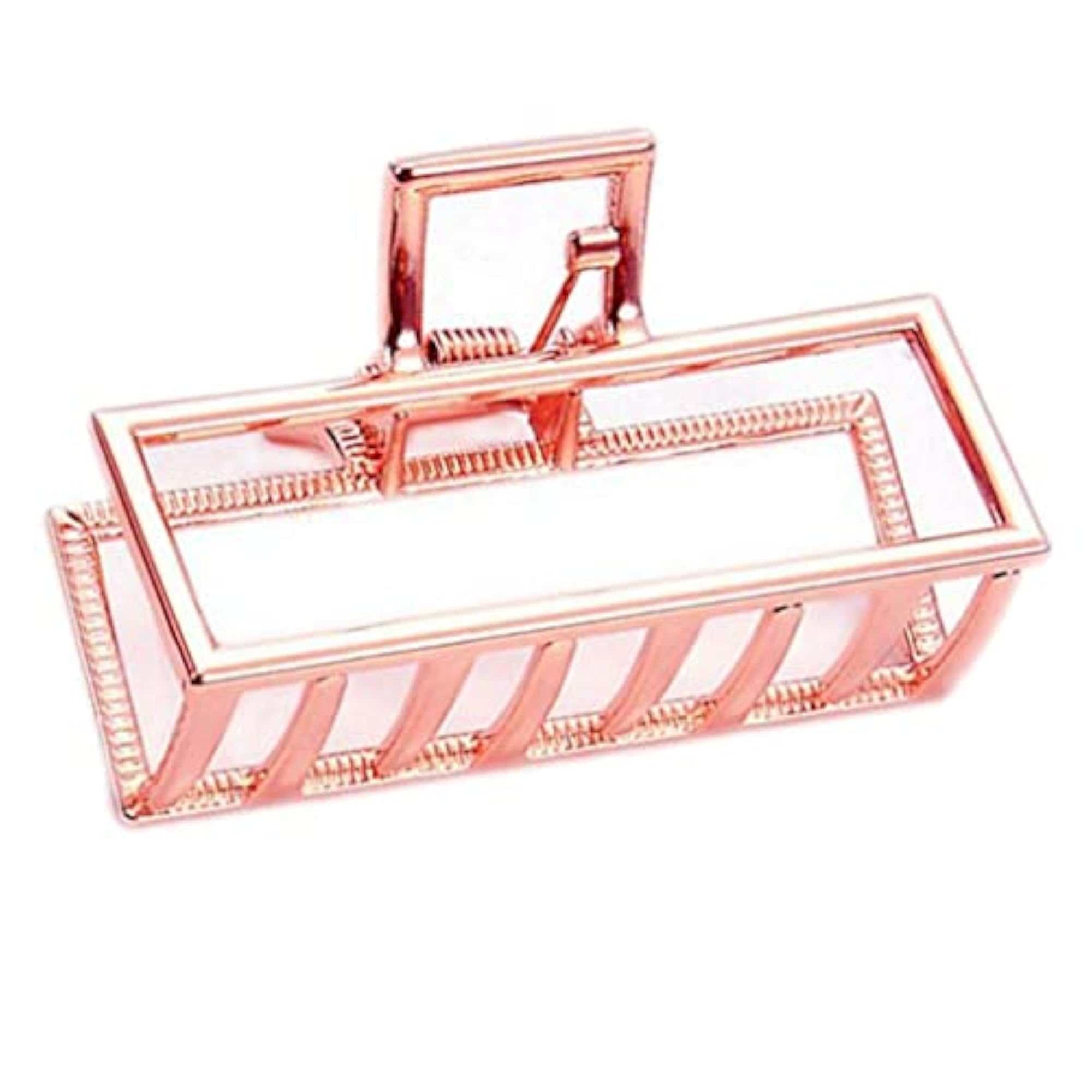 2x Ladies Rectangle Rose Gold Jaw Clamp Clips
