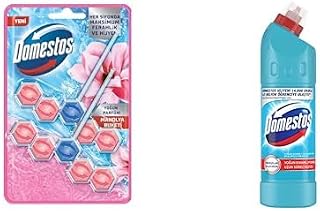 Domestos WC Blok 5'li Güç Tuvalet Bloğu Manolya Ferahlığı Maksimum Hijyen 100 G ve Domestos Yoğun Kıvamlı Çamaşır Suyu Okaliptüs Ferahlığı 750 ml, 100 g + 750 ML