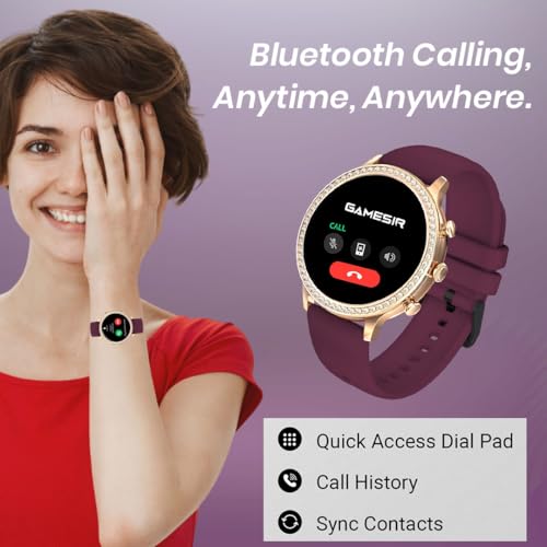 Image of GameSir Luxury Round Dial GEN 12 Smart Watch, 1.69 inch AMOLED Display, Water Rasistence, Bluetooth Calling Multi Watch Faces & 100+Sports Mode, Smartwatch for Women,Girls & Men (Maroon)