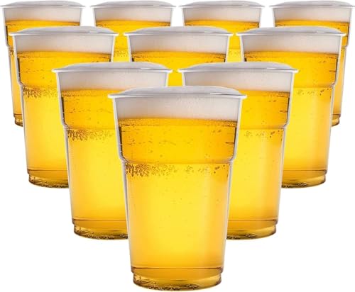 Zuvo Plastic Pint Glasses 284ml Half Pint CE Marked (Pack of 50) | Clear BPA-Free Reusable Cups | Strong Disposable Pint Glasses for Parties BBQs & Events