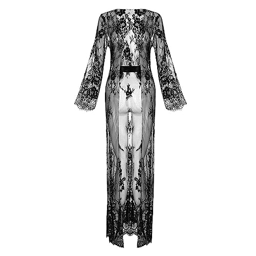 Ensemble de Dentelle érotique Pure Lingerie Sexy Femme Noir L en tissu maille