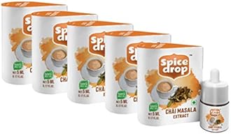 Spice Drop Chai Masala Extract - Tea Masala Drops - No Preservative - 1 Drop Per Cup - 1 bottle Makes 180 Cups - Combo Flavours 900 cups - 5 ml (Pack of 5 x 180 Drops)