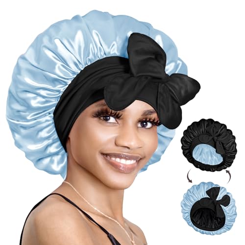 Bonnet satin cheveux nuit contre la casse des boucles et locks