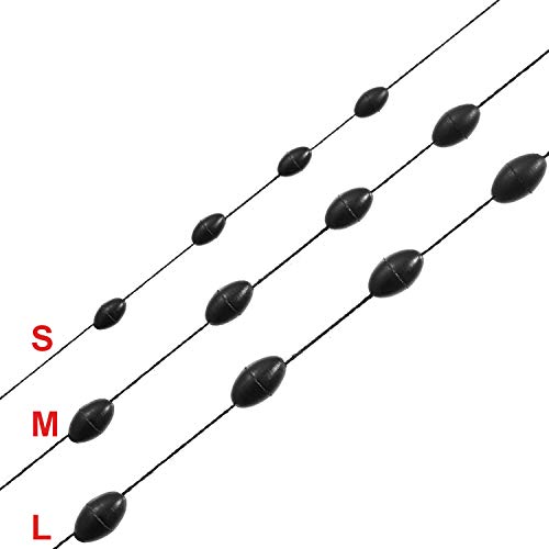 Outus 1200 Pieces Fishing Rubber Bobber Beads Stopper 6 In 1 Black Float Sinker Stops (Small, Oval Shape) #TOP3