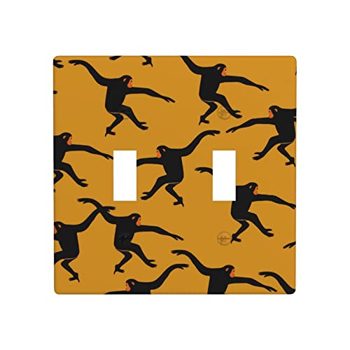Gibbon Monkey Classic - Placa de pared para interruptor doble, placa de interruptor, cubierta de salida decorativa, tamaño estándar de 4.72 x 4.72 pulgadas