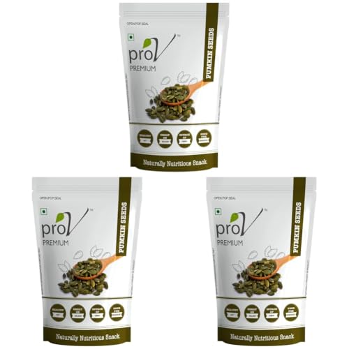 Image of ProV Premium Pumpkin Seeds 250g, High Protein, Source of Fiber, No Cholesterol, No Trans Fat, No Added Sugar, Kaddu Beej, Unroasted Seeds, Healthy Diet Snack, Resealable Pouch, Seeds for Eating