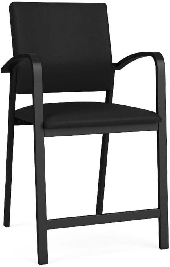 Newport Reception Waiting Room Healthcare 24.5" Hip Chair/Black Steel/Black