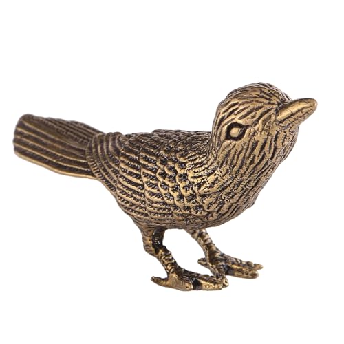 GIB Small Bird Statue for Home Decor, Solid Antique Brass Magpie Bird Figurine, Decorative Birds Ornaments, Gold Decor for Living Room Table, Bedroom, Office Desktop