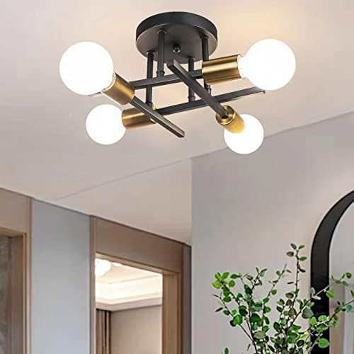 Modern Chandelier - 4 Light Industrial Vintage Style Ceiling Light for Bedroom, Kitchen, Dining Room, Loft, Office