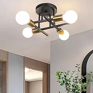 Modern Chandelier – 4 Light Industrial Vintage Style Ceiling Light for Bedroom, Kitchen, Dining Room, Loft, Office