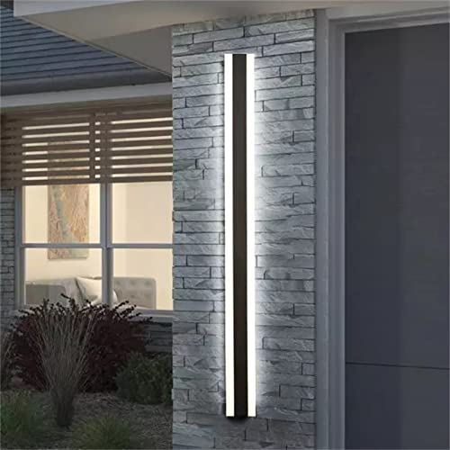 LED Garten Außenwandleuchte Schwarz IP65 Außenleuchte Innen/Außen Terrasse Außenwandlampe Aluminium Acryl Außenlampe Modern Up Down Wand Lampe Garage Haustür Außenwandstrahle (6000K Kaltweiß,120CM) Cover