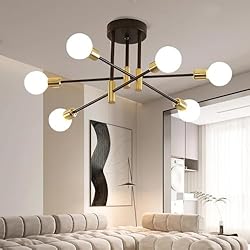 Lampara Industrial Conforama Comely Lamparas de Techo Vintage, Ø72CM Negro Plafon Techo Bombilla E27 de 6 Luces, ángulo Orientable 180° Lámpara de Araña Industrial Moderna para Salón, Dormitorio, Comedor, Cocina