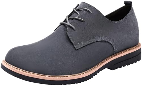 （03:00時点） [SOARHOPE] スウェードシューズ 本革 紳士靴 メンズ カジュアルシューズ レースアップ 軽量 オフィスカジュアル 3e 滑らない 通勤 就活 事務所 グレー