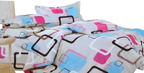 Todd Linen Multicolored Stylish Designed Super Soft 3 Pcs Queen Set 1 Duvet Quilt Cover + 2 Pillow Case Perfect Bedding Set (Square Geometric)