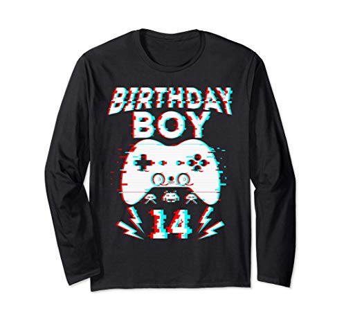 Birthday Boy 14 Years Old Video Gamer Gift Party Gaming Manche Longue
