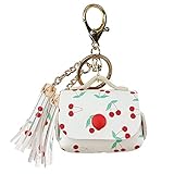 MODOS LOGICOS Charging Case Cover for Apple Air Pods Pro, PU Leather Case with a Couple of Drooping Tassels for Apple AirPods Pro 1st (2019) / AirPods Pro 2nd (2022) Charging Case- White Cherry