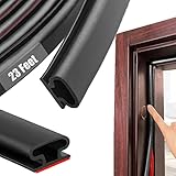 Black Rubber Weather Stripping Door Seal Strip, D Shape Door Rubber Weather Seal Strip, SelfAdhesive Door Weatherstripping Soundproofing Door Sealing Strip for Windows (23 feet, Black)