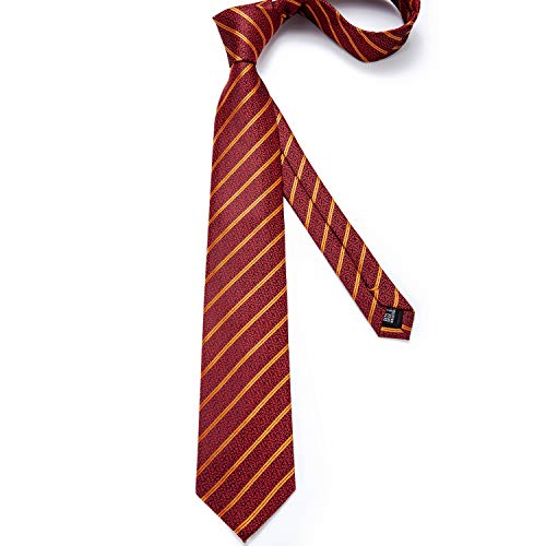 Image of DiBanGu Striped Tie Set for Men Silk Woven Plaid Necktie and Pocket Square Cufflinks Business Wedding