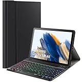 LIBOZMKO Tastatur Hülle für Samsung Galaxy Tab A8 10.5 2022,QWERTZ Beleuchtete Abnehmbare Kabellose Tastatur mit TPU Hülle für Samsung Galaxy Tab A8 10,5 Zoll (SM-X200N/SM-X205N), Schwarz