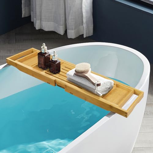 Bandeja de bambú para bañera BFTOU evita caídas de objetos relax 3